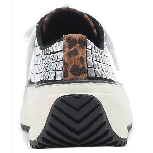 Wild Pair NWT Rocker Studded Thick Sole Sneakers Leopard In Black Canvas 9.5 - Picture 4 of 16